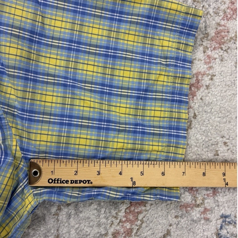 US Polo Plaid Preppy Mens XXL Short Sleeve Blue Yellow Casual Dadcore Gorpcore - Picture 4 of 6
